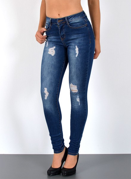Damen Röhren Jeans mit Risse bis Übergröße