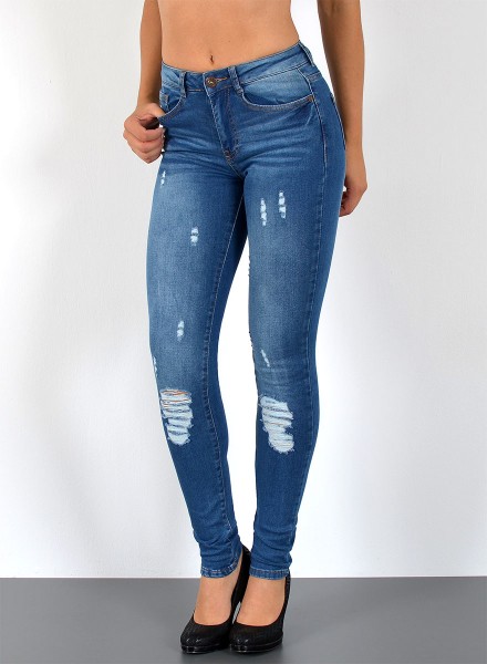 Damen Skinny Jeans mit Risse bis Übergröße