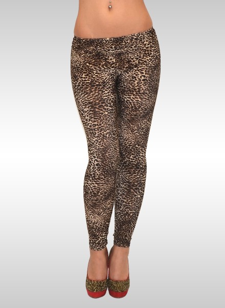 Damen Leggings Leolook braun