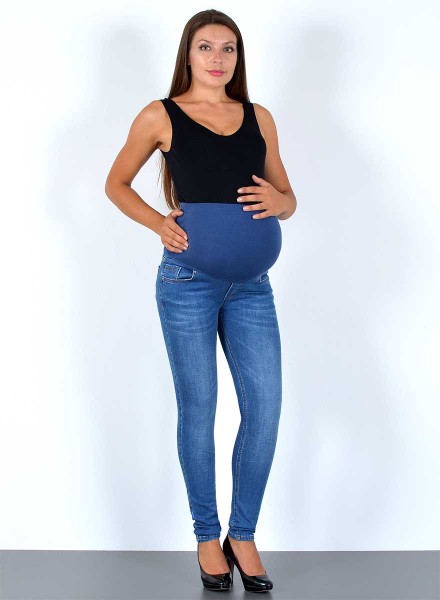 Damen Jeans Skinny Umstandsjeans Maternity Hose Used Look