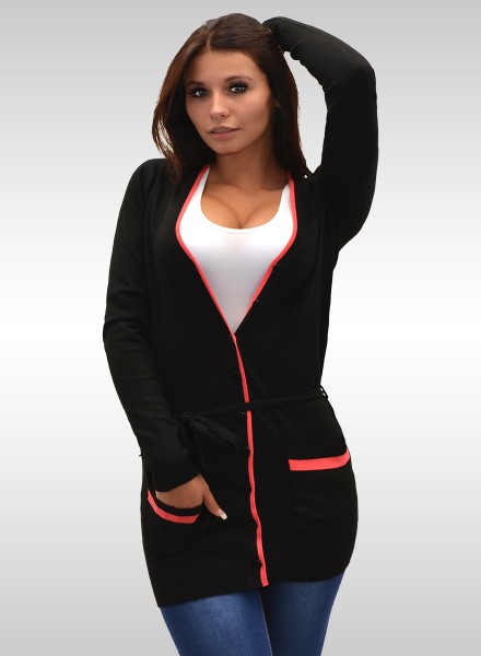 Damen langarm Maxi Strickjacke