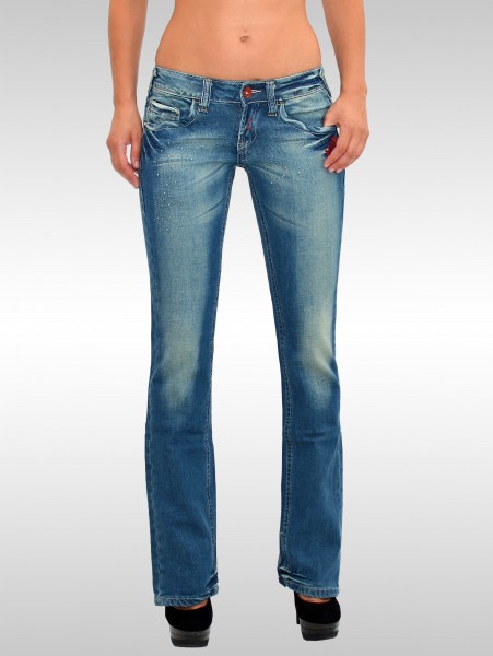 Damen Bootcut Jeans Used Look