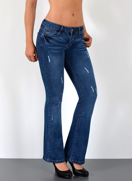Damen Bootcut Jeans Risse bis Übergröße