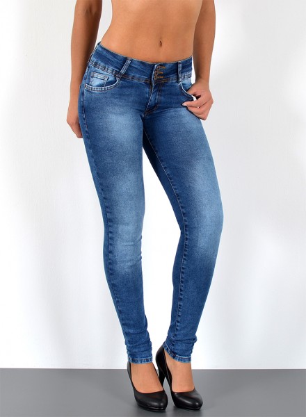 ESRA Damen Skinny Jeans Hose große Größen