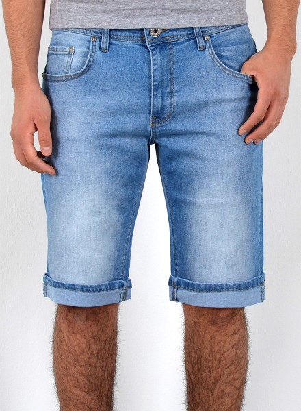 Herren kurze Jeans Shorts hellblau mit Waschung bis Übergröße