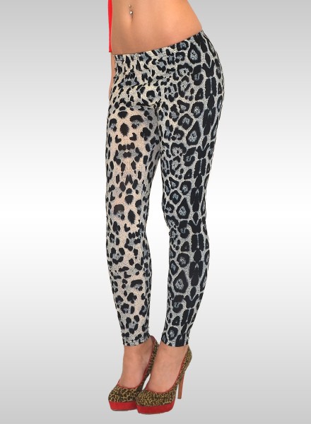 Damen Leggings Leolook weiss