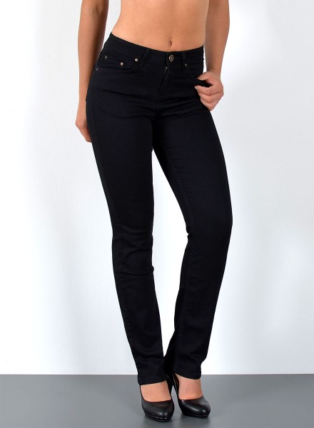 Schwarze Straight Fit Jeans mit Strech bis Plussize