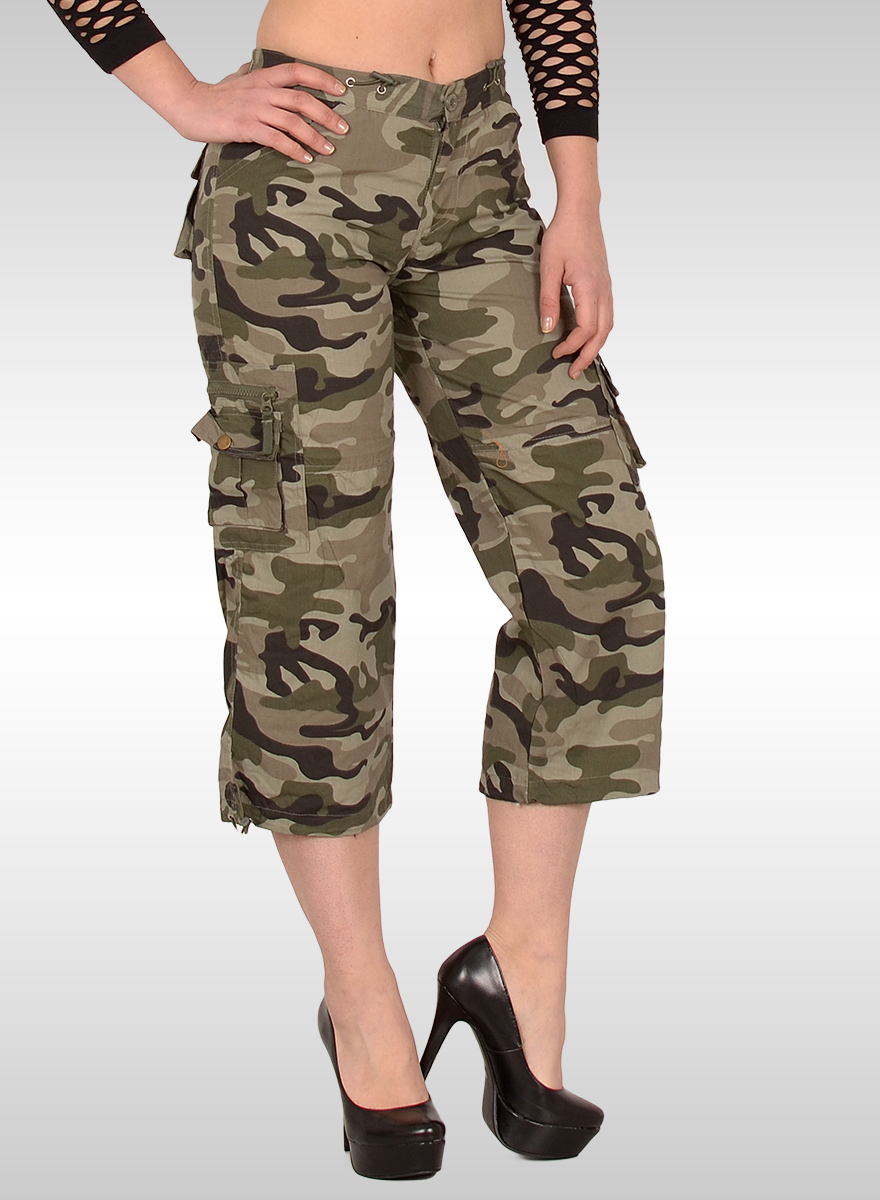 Damen Shorts, Damen Bermuda Shorts im Military Look, Army ...