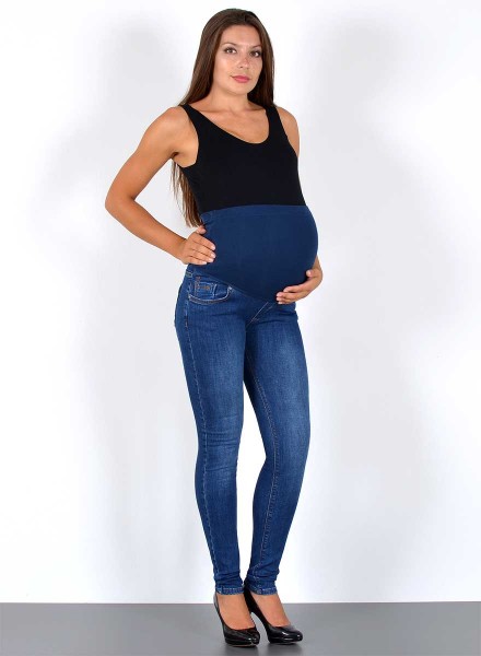 Damen Skinny Jeans Umstandshose für Schwangere