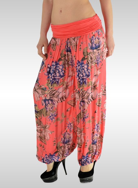Damen Pumphose Sommerhose mit Blumenmuster