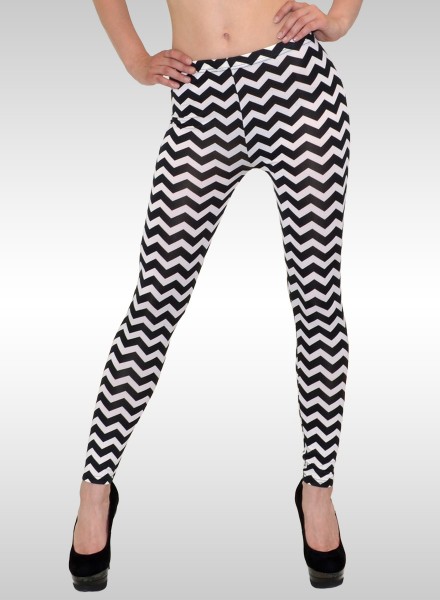 Damen Zick Zack Muster Leggings