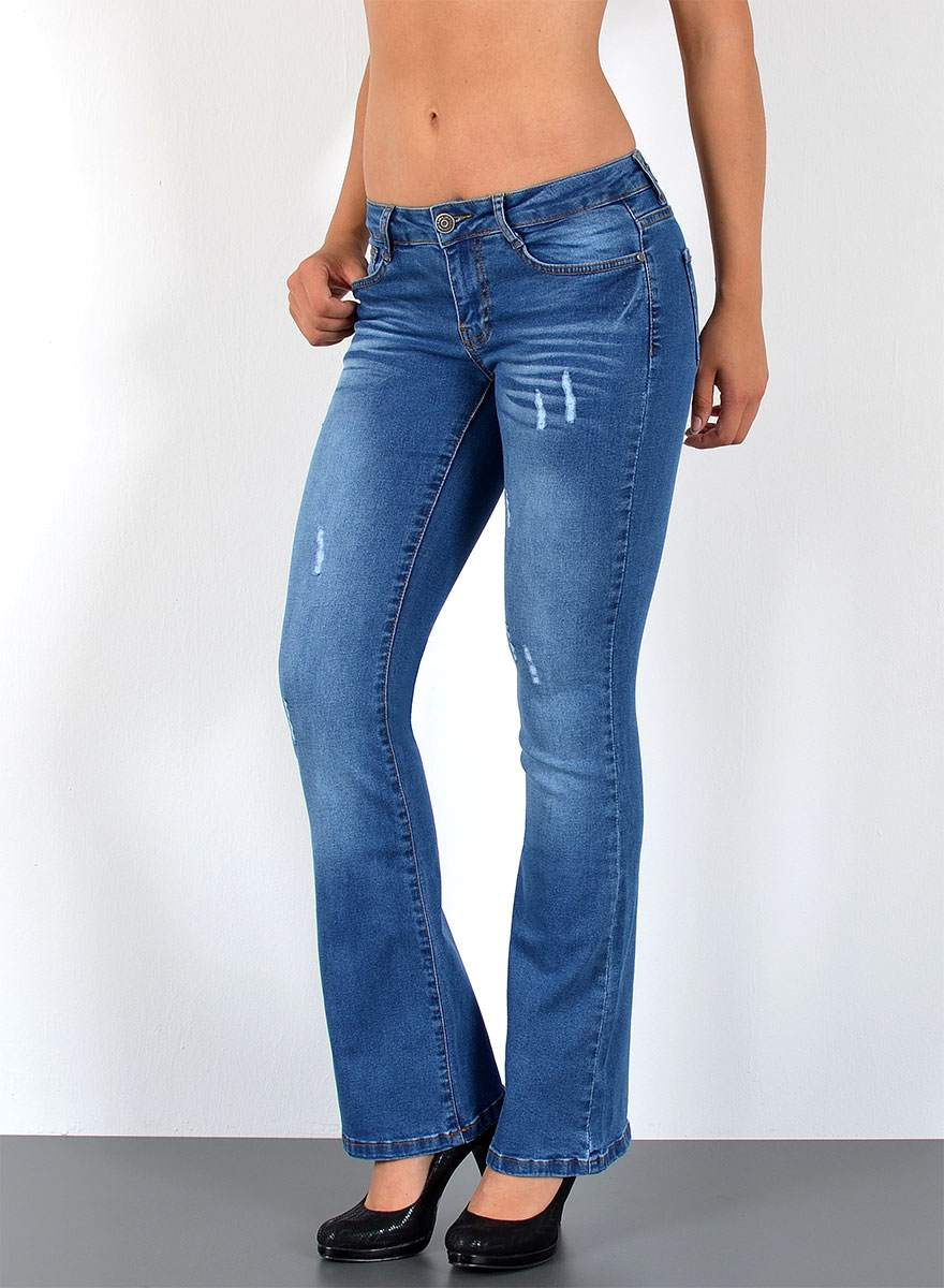 Damen Schlaghose Jeans Gunstige Bootcut Jeans Bis Ubergrosse 44 46 48 Risse Look Jeans Hose In Grossen Grossen Bayramo Onlineshop