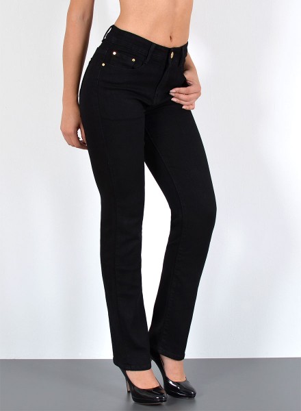 ESRA Damen Straight Fit Jeans Hose bis Übergröße