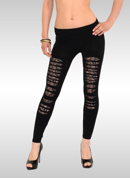 Damen Leggings mit Risse Blumenmuster