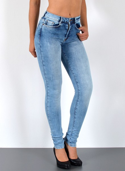 Damen Skinny High Waist Jeans mit leichten Risse