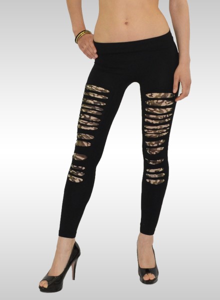Damen Leggings mit Risse Army Leolook